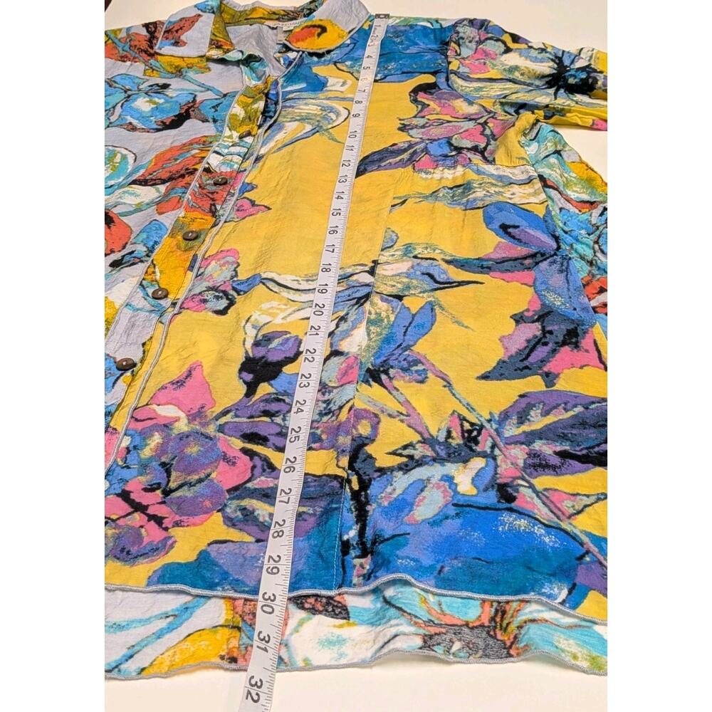 John Mark Women Small Sheer Tunic Blouse Abstract Floral Button Front Boho - Picture 7 of 7